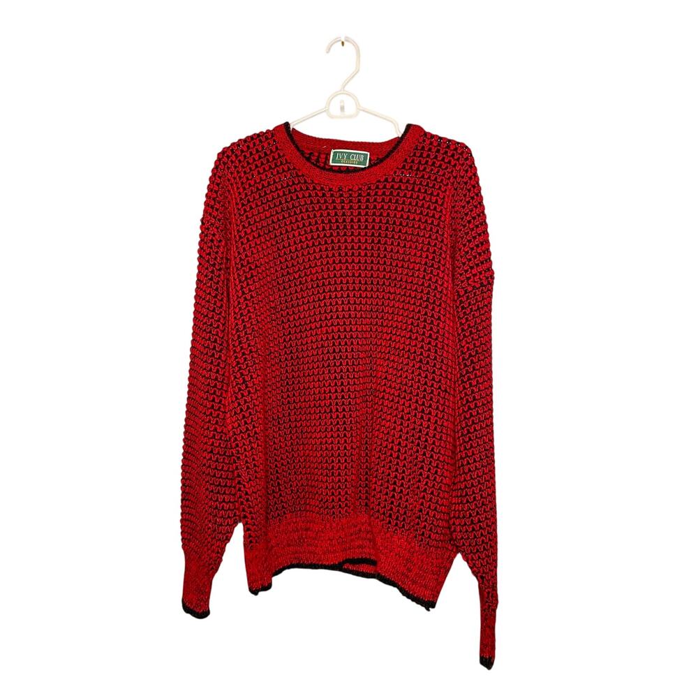 Vintage 90s Ivy Club Red and Black XL Sweater
